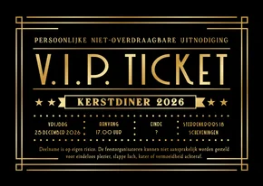 Grappige VIP-ticket uitnodiging kerstdiner met foliedruk