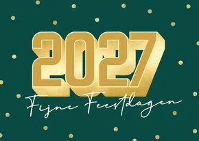 Groene glitter kerstkaart met grote 2027 zakelijk
