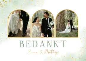 Groene waterverf bedankkaartjes huwelijk met foto's