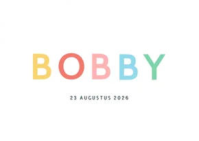 Hip minimalistisch uniseks geboortekaartje met golfrand