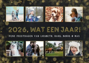 Hippe fotocollage kerstkaart zwart - terugblik op 2026