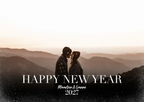 Hippe fotokaart in kerstsfeer met happy new year 2027