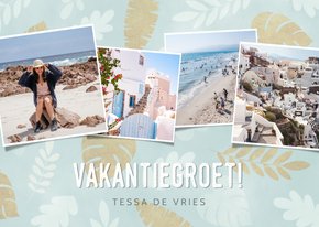 Hippe fotokaart vakantiegroet met foto's en plantjes