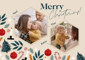 Hippe kerstkaart fijne feestdagen illustraties en foto's