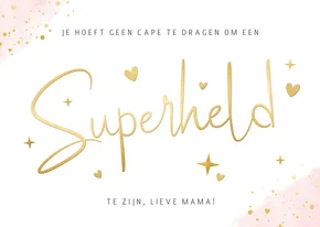 Hippe roze moederdagkaart - Superheld zonder cape