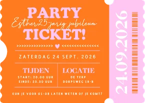 Hippe ticket vorm uitnodiging jubileum