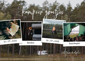 Hippe vakantiekaart fotocollage kampeer groetjes