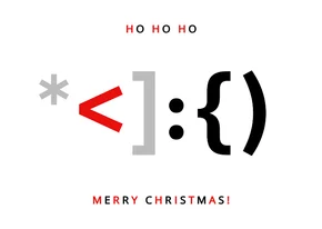 Hippe zakelijke kerstkaart ICT met kerstman in tekens