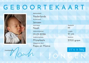 identiteitskaart geboorte jongen