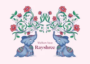 Indiaas geboortekaartje met schattige olifantjes