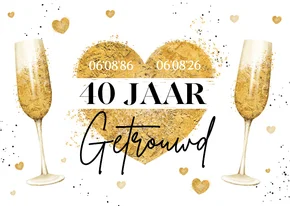 Jubileum uitnodiging huwelijksjubileum hartjes champagne