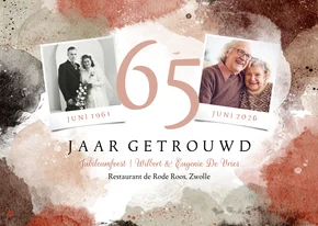 Jubileumfeest uitnodiging verf trend spetters foto's 65 jaar