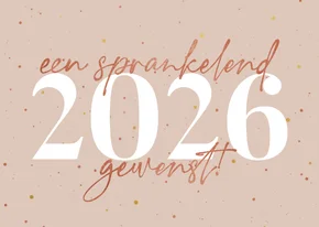Kerskaart sprankelend 2026 gewenst koperlook