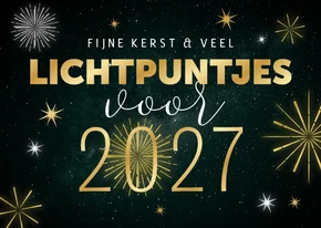 Kerst- en nieuwjaarskaart lichtpuntjes vuurwerk 2027