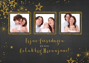 Kerst feestelijke foto kerstkaart met goud kleurige sterren
