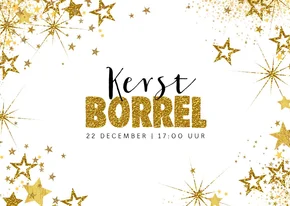 Kerst feestelijke uitnodiging kerstborrel wit-goud