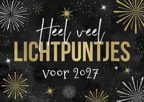 Kerst nieuwjaarskaart lichtpuntjes vuurwerk 2027