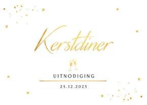 Kerstdiner uitnodiging wit confetti goudlook