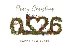 Kerstkaart 2026 natuur het bos roodborstjes