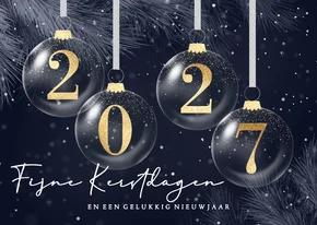 Kerstkaart 2027 blauwe dennentakken