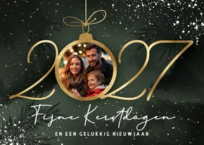 Kerstkaart 2027 kerstbal met foto