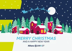 Kerstkaart Allianz Direct kerstdorp en arrenslee