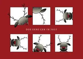 Kerstkaart blokjes rendieren doe eens gek in 2027