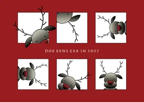 Kerstkaart blokjes rendieren doe eens gek in 2027