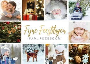 Kerstkaart eenvoudige stijlvolle fotocollage met 10 foto's