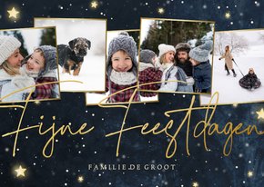 Kerstkaart Fijne Feestdagen fotocollage met sterren