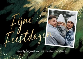 Kerstkaart foto Fijne Feestdagen kerstboom takken