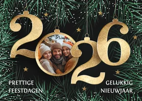Kerstkaart foto met 2026 in goud