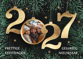 Kerstkaart foto met 2027 in goud