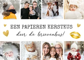 Kerstkaart fotocollage kerstkus met 8 eigen foto's