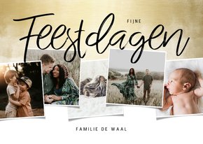 Kerstkaart fotocollage met gouden waterverf