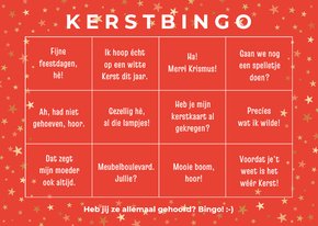 Kerstkaart grappige kerstbingo