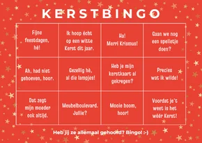 Kerstkaart grappige kerstbingo