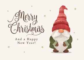 Kerstkaart kabouter sprookje merry christmas gnome