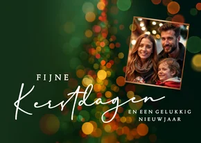 Kerstkaart kerstboom met foto en lichtjes