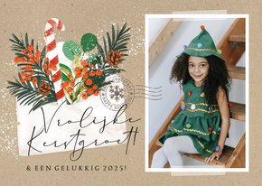 Kerstkaart kerstgroet envelop kersttak foto stempel