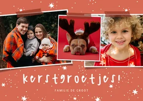 Kerstkaart kerstgroetjes sterretjes met 3 foto's