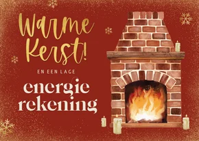 Kerstkaart lage energierekening openhaard kaars wame kerst
