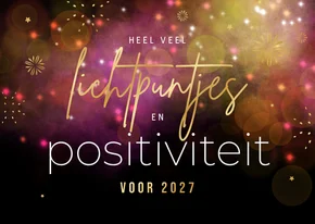 Kerstkaart lichtpuntjes positiviteit 2027 vuurwerk sterren