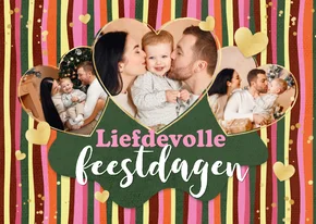 Kerstkaart liefdevolle feestdagen hartjes streepjes foto's