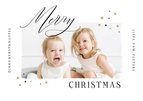 Kerstkaart merry christmas sterretjes stijlvol grafisch fris