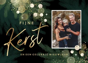 Kerstkaart met foto en gouden accenten