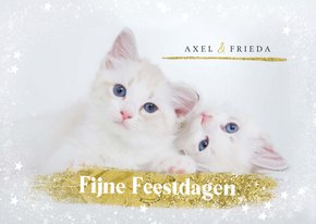 Kerstkaart met foto en gouden glitter elementen