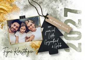 Kerstkaart met foto en kerstboom