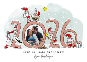 Kerstkaart met jaartal en babies