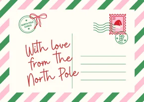 Kerstkaart met liefs vanaf de Noordpool